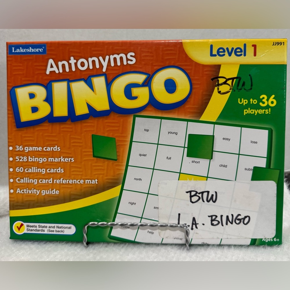 Pre- Loved Lakeshore Antonyms Bingo Level 1 Educational Game